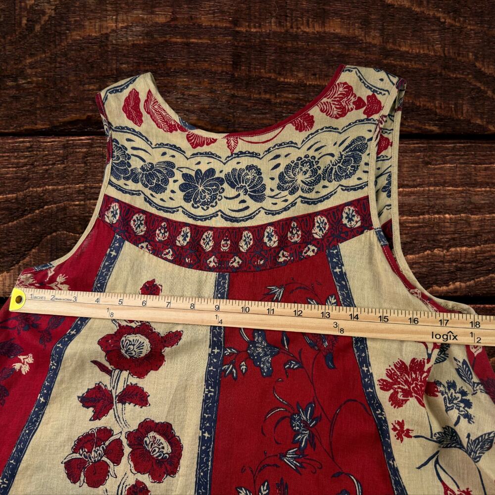 Free People Russian Circles Boho Botanical Sleeveless Shift Mini Dress Red XS - Picture 5 of 7